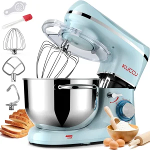 Stand Mixer 6.5 Qt 660W 6-Speed Tilt-Head Food Dough Mixer, Kitchen Electric Mixer with Stainless Steel Bowl,Dough Hook,Whisk, Beater, Egg white separator(6.5-QT/Blue)
