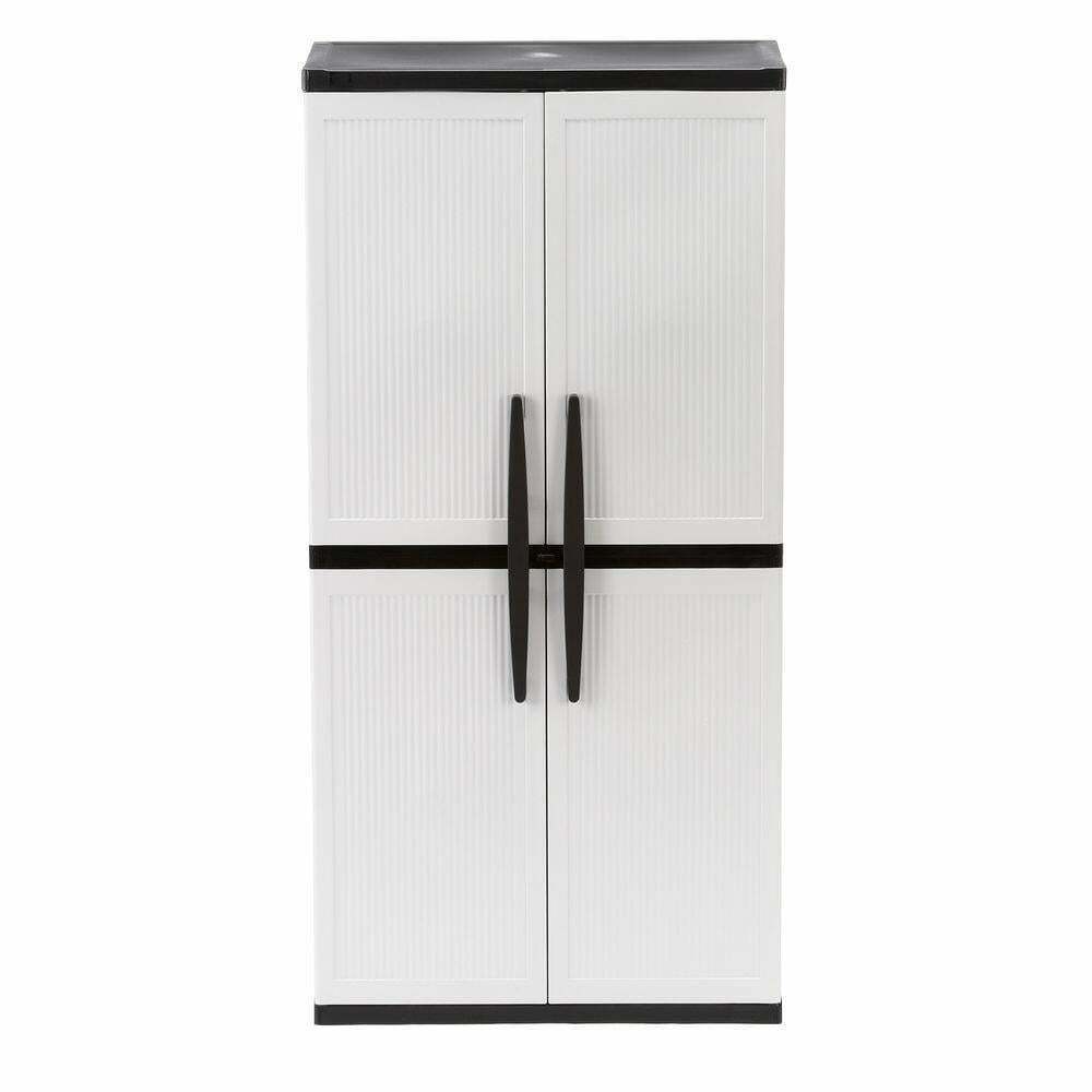 96495ce4bbcb0c6ffa5a5076dff815adaa25706a10bec54850241a9a25ef2489 2025 Gray Plastic Freestanding Garage Cabinet, 35¡ä¡äW x 71¡ä¡äH x 18¡ä¡äD, with Adjustable Shelves and Lockable Doors