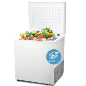 1.8 Cu.Ft Chest Freezer with Removable Basket, Bottom Drain, 7-Level Thermostat, Freestanding Design for Home and Apartment(White)