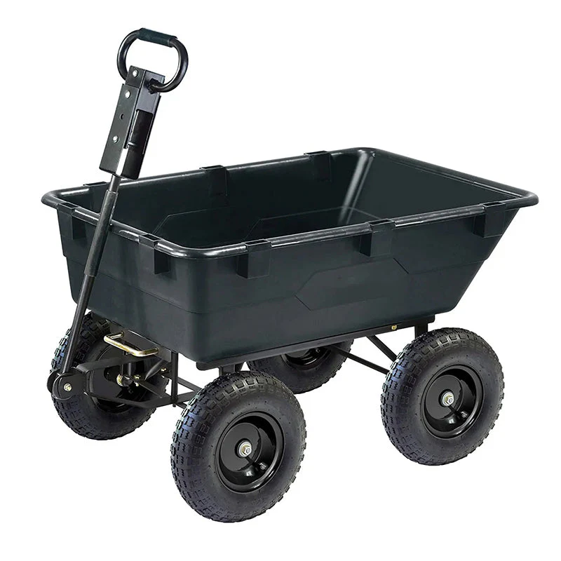 965b8e992419905167e90a215ee61344879845534088b81a0308f0ca36d94ecb GOR866D HeavyDuty Garden Poly Dump Cart with 2In1 Convertible Handle, 1,200Pound Capacity, 40Inch by 25Inch Bed, Black Finish