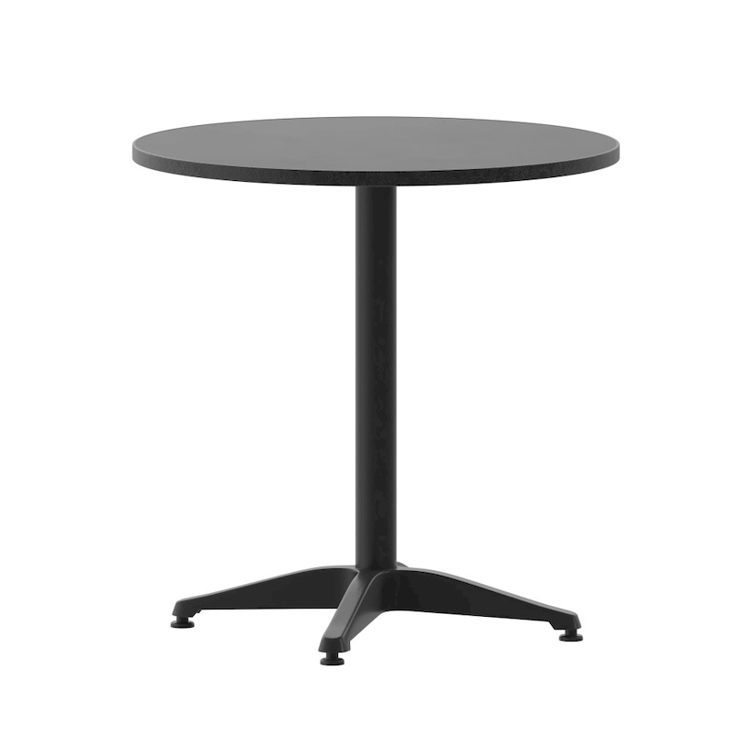 96e2a75264d820b62dae3e1beba15bc28d5d588c2f52f6c117fd28a3bea874fc 27.5 Round Aluminum Smooth Top Indoor-Outdoor Table with Base(Aluminum)