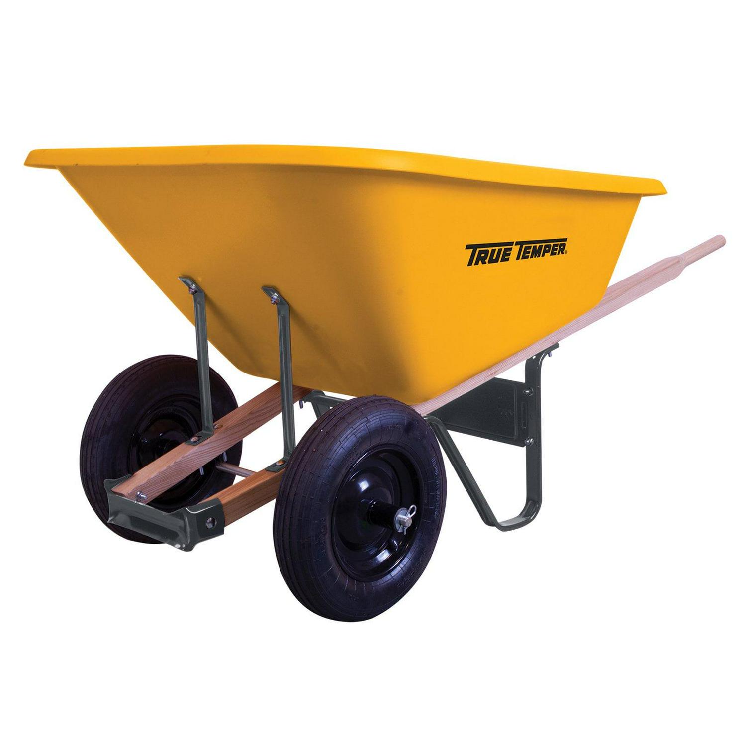 96eb43d8c8cc795be39aa61f30af2cb549e2ffc323f49edf040920859bbe971f 8 Cu Ft Poly Wheelbarrow with Dual Tires ¨C Durable Plastic Construction