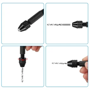 PURELY- 31Pcs Mini Micro Hand Drill Bits Set Small Manual Keyless Chuck Pin Vise Rotary