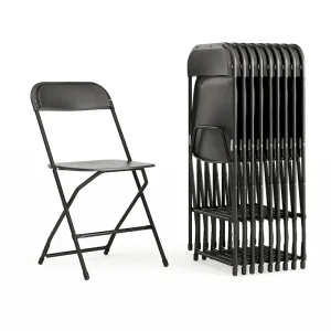 Plastic Folding Chair - 10 Pack 650LB Weight Capacity - Event Chair(Black)