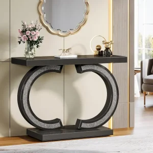 Silver Console Table, 39 Mirror Entryway Table for Entrance(Silver)