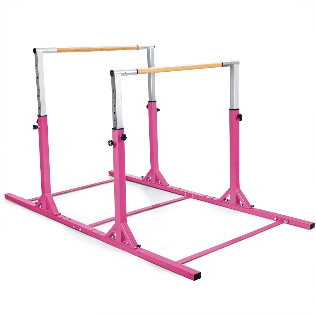 981d651d732bcb77acc91a8aa96e1f4ec8c122e02367b5847500eb6b2dc46e90 Gymnastics Parallel Bars, Double Horizontal Bar with Adjustable Width 11-Level Heights, 120kg Weight Capacity(Pink)