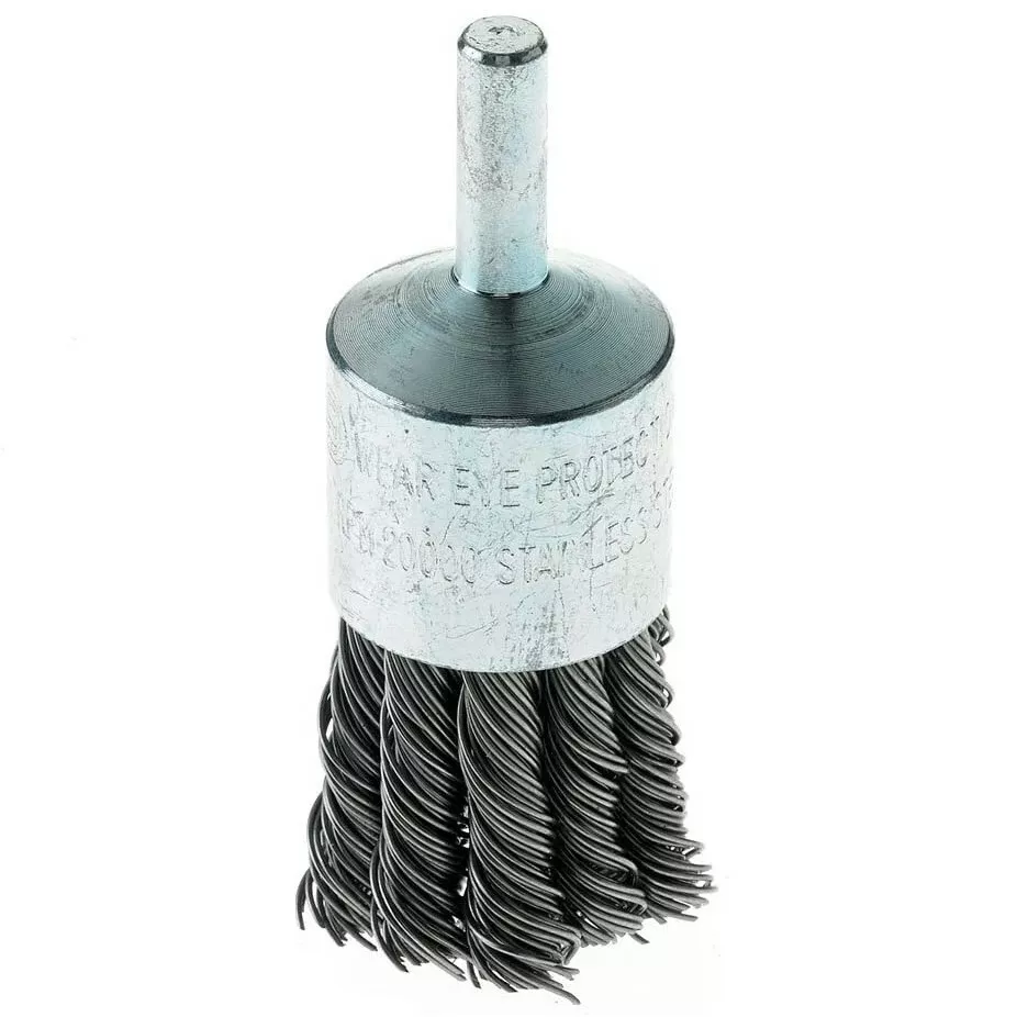 986cc3d031bc1037ab2992d59f790be6a70a37b9f0516945a6143546827db664 KNACK - 1" Wire Knot End Brush Stainless Steel With 1/4" Shank For Die Grinder Or Drill