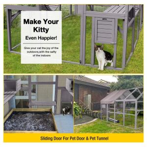 aivituvin Outdoor Cat Run : Large Cat Enclosure(grey)