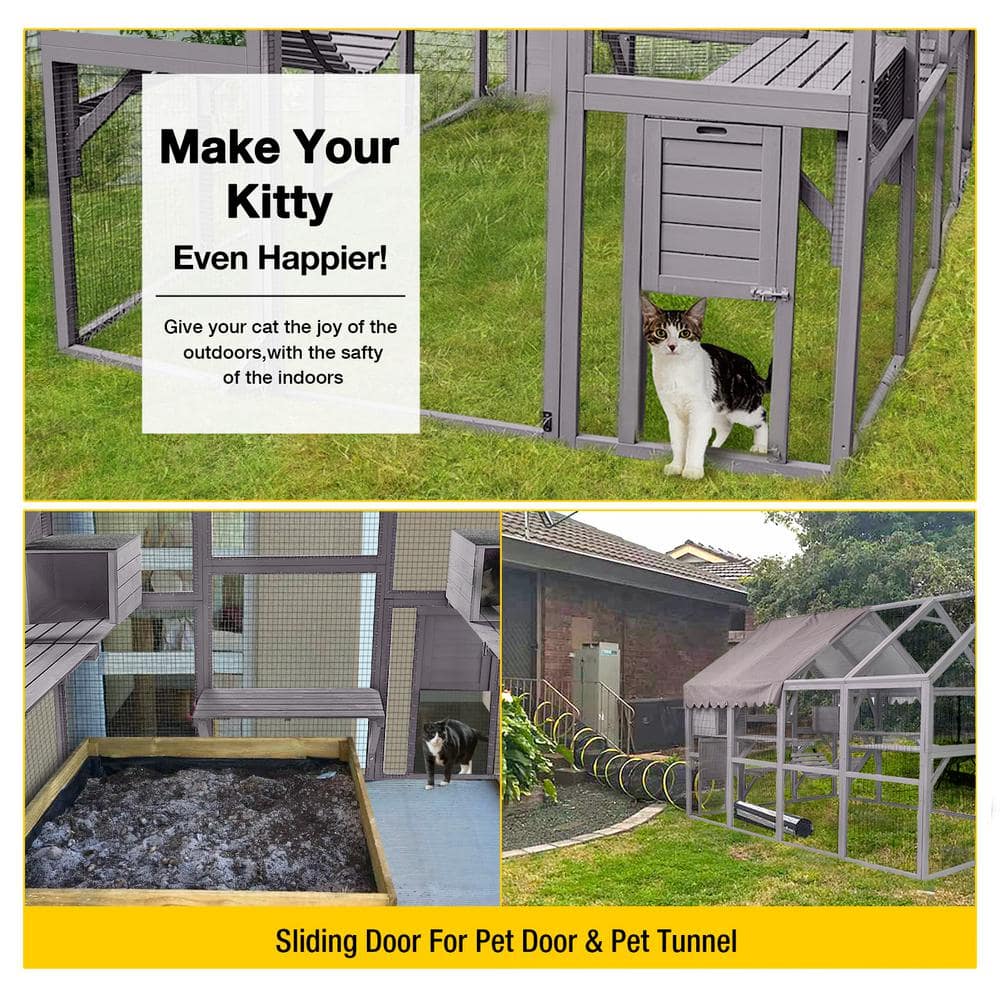 989536f6b2d22a860d3ce5cb1800a93c84626f1211a57b336e3ab5c6534a7474 aivituvin Outdoor Cat Run : Large Cat Enclosure(grey)