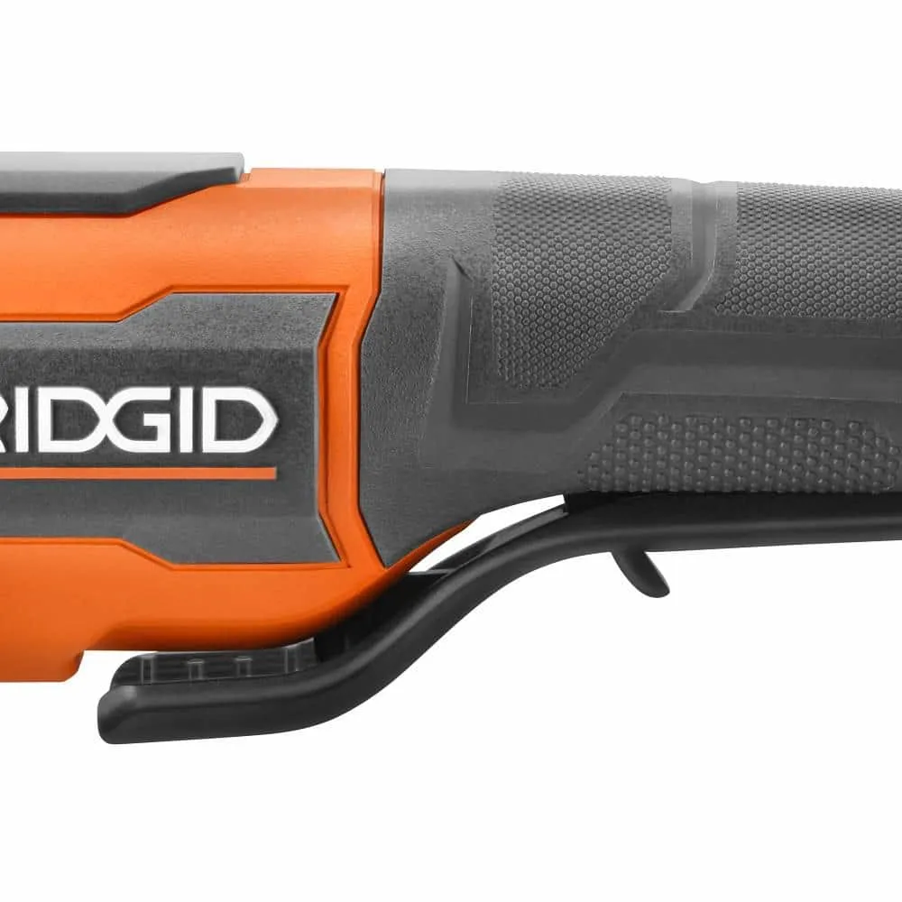 98a7f9d0fdd660d44d9d732566807aa055f84e869842a545cb0456659466f0cd RIDGID 18V Brushless Cordless 4-1/2 in. Paddle Switch Angle Grinder with (2) 4.0 Ah Batteries, Charger, and Bag R86047B-AC93044SBN