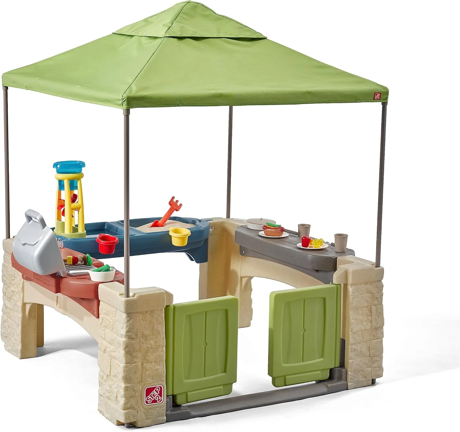 994c0e562a14b0c9da5811bb6691609a17260c619a8023be782bfac8d2bffa7f All-round play patio with canopy, kids indoor and outdoor kitchen play set