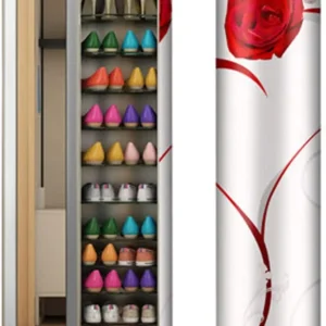 Large-capacity multi-layer rotating disinfection shoe cabinet [with mirror + deodorizer](White)