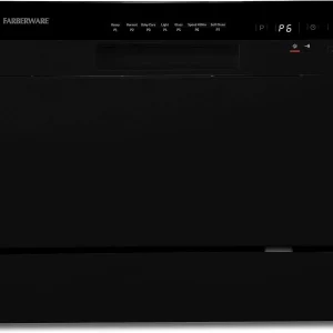 Farberware Compact 6-Station Dishwasher Portable Mini Countertop Dishwasher(Compact/Black)