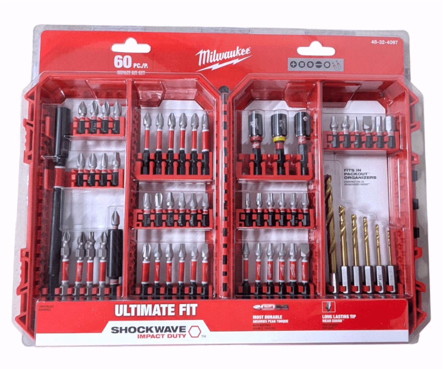 MILWAUKEE SHOCKWAVE Impact Duty 60PC Drill & Drive Set – Model 48-32-4097, PACKOUT Compatible