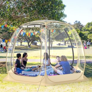 11 x 11 Feet Clear Dome Pop up Bubble Tent with Carrying Bag for 6-10 People(Beige)
