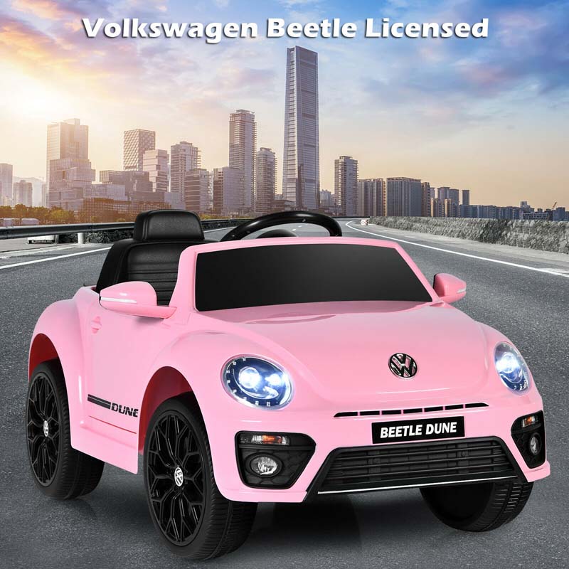 9cb6ca270f9376d37ceb60bca620b9f545eba68a8694bc7d57acff6e9741411f Licensed Volkswagen Beetle Ride-on Car 12V Battery Powered Vehicle Kids Riding Toy Car with Remote(Pink)