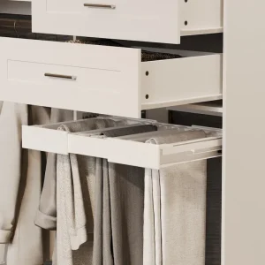 Corner Wardrobe Closet with 2 Hanging Rods, Pants Rack, and Shoe Storage Organizer Armoires(White)