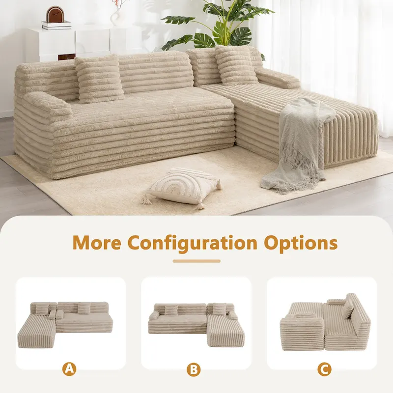 9e131ad52ddc699d522e0e8dbf389f699ac64ecbb94a2c039999c1a50e50144d Cloud Sectional Sofa, Modern Upholstered Couch with 2 Throw Pillows, Free-Combined Sofa, Modular Sectional L Shaped Couch(Dark Gray)
