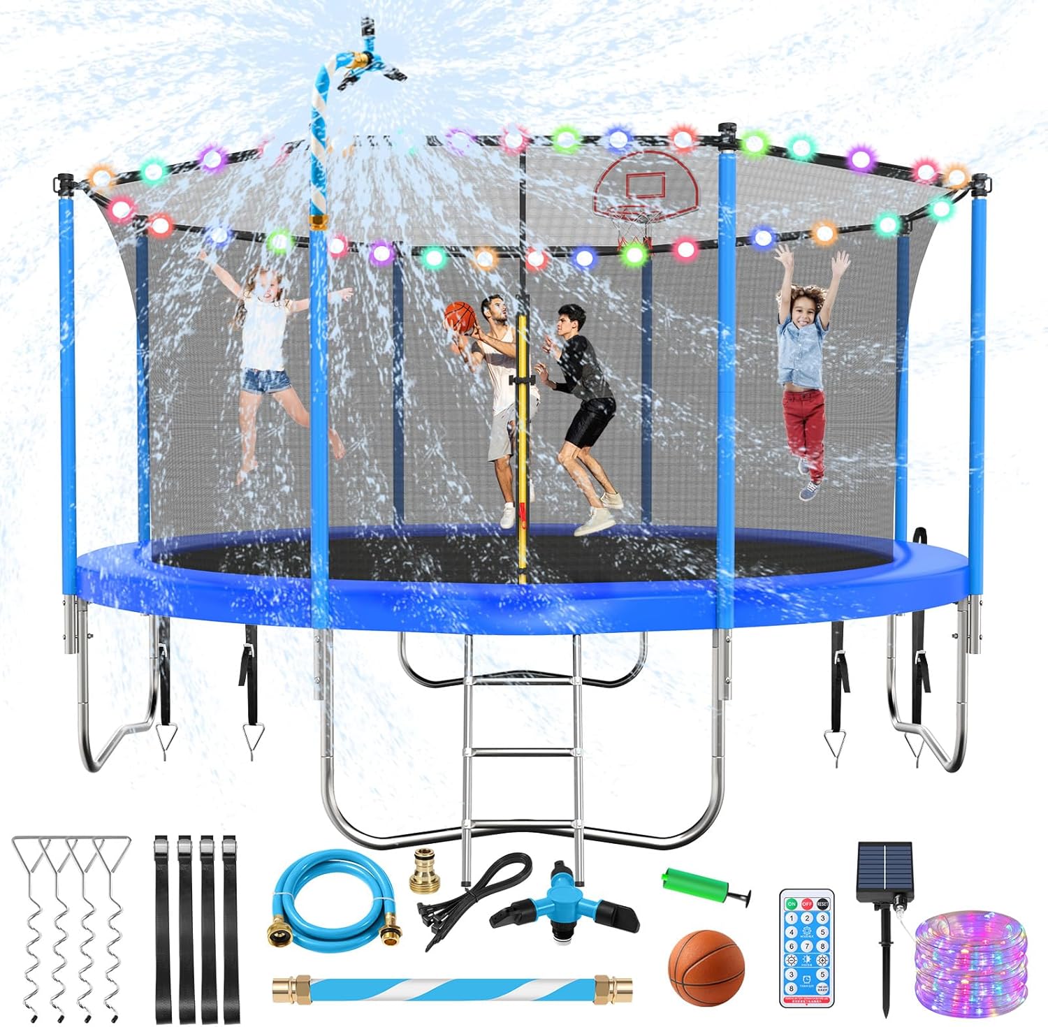 9e384d69f067aa3022ea50f74c64572a364e4159c57f2b4e1766f92764e51043 Upgraded 16Ft Trampoline with Basketball Hoop Net(12Ft/Light Blue)