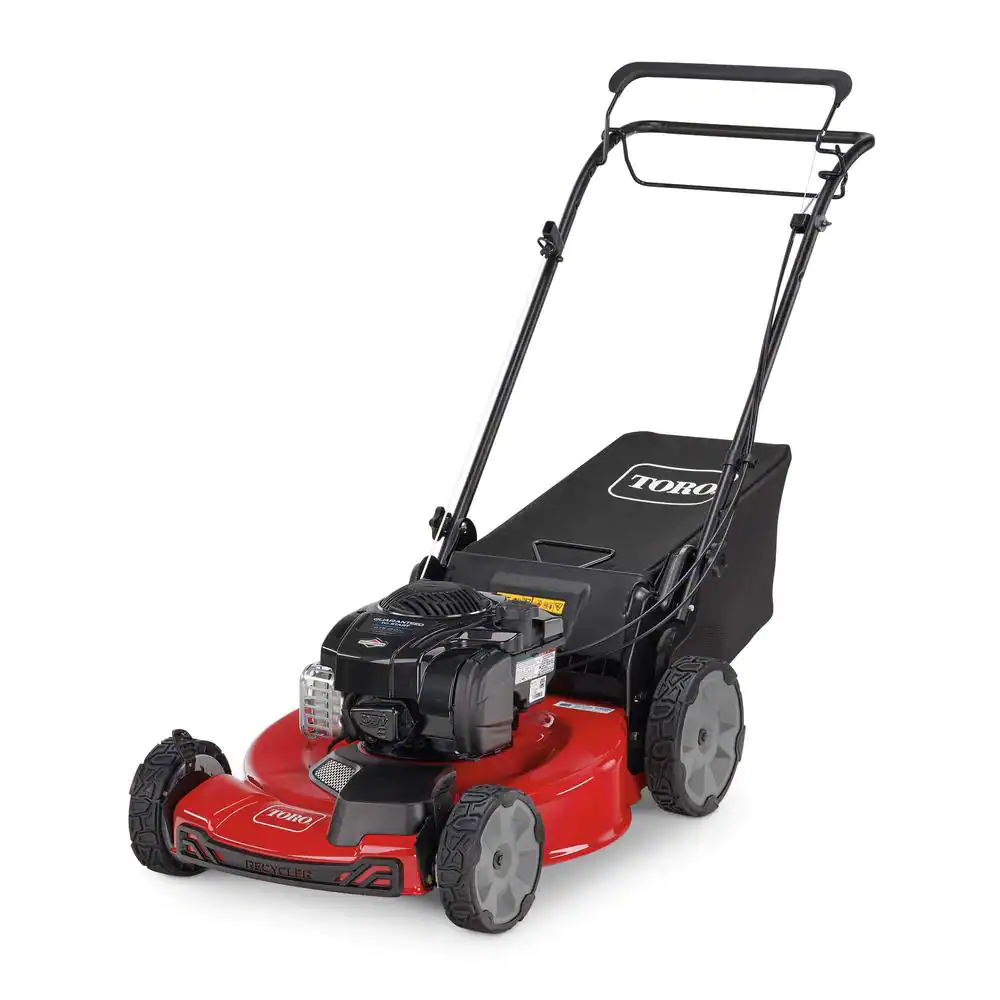 9e3858e9644996b98eb56def7ef629ec624e9bd82399190938e1804cd15ed6ed Toro 21442 22 in. Recycler Briggs Stratton High Wheel FWD Gas Walk Behind Self Propelled Lawn Mower with Super Bagger