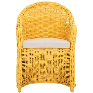 SAFAVIEH Sinja Yellow Rattan Club Chair - 24 x 26 x 35 - 24Wx26Dx35H(Yellow)