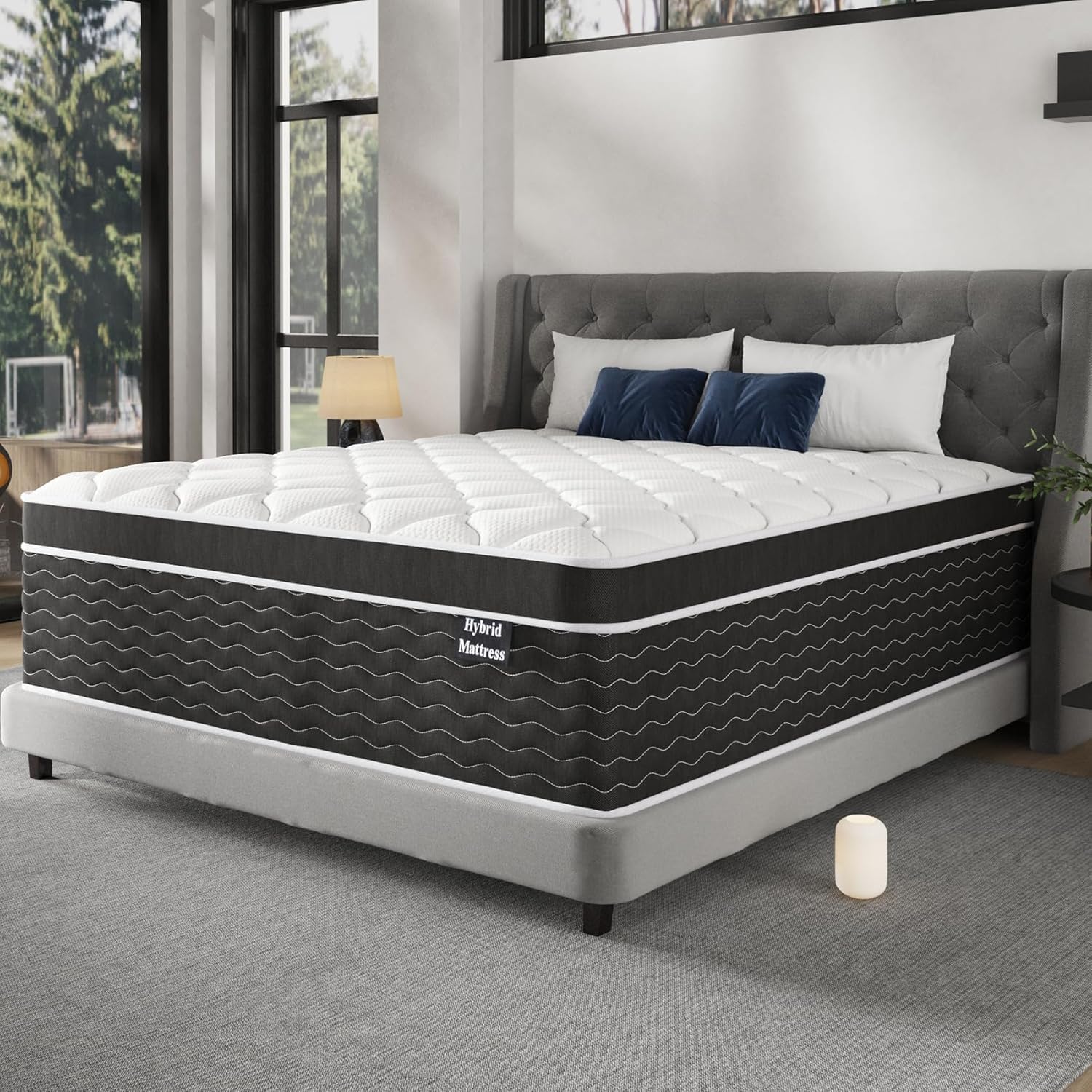 9e865bc8abc8b5fe59b1c7fa42281e06bbe0df216b32dbedbdedc07620692c02 Full Size Mattress 10 Inch Full Size Mattress in a Box Medium Plush Hybrid Mattress(Queen/Black/10 Inch Medium Plush)