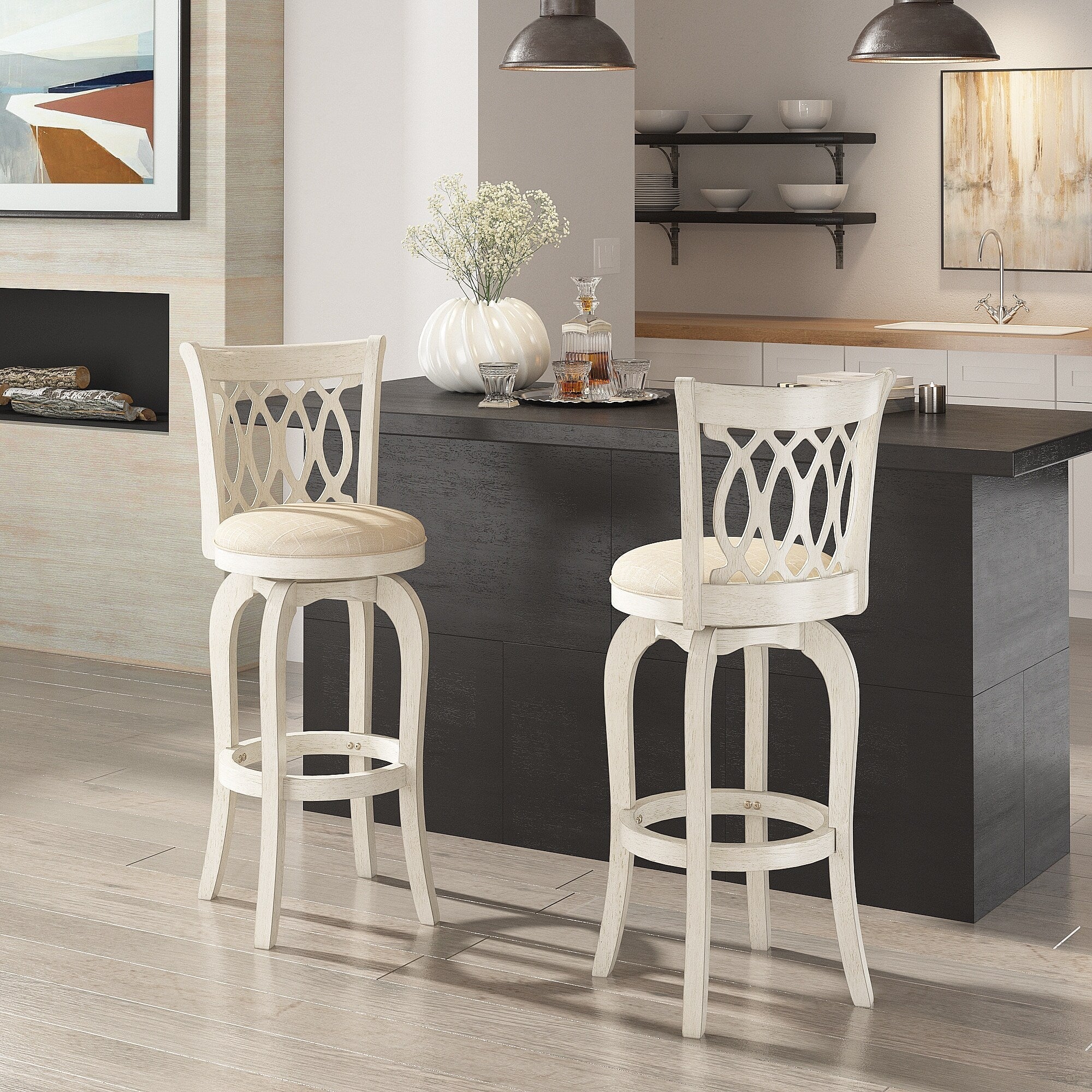 9f074f3e51bd6e6dbfbf2120d2a0a4df34a2578f1849ac8c67c57c085cfadf89 Rovinj Scroll Back Swivel Bar Stool(Cherry-Beige)