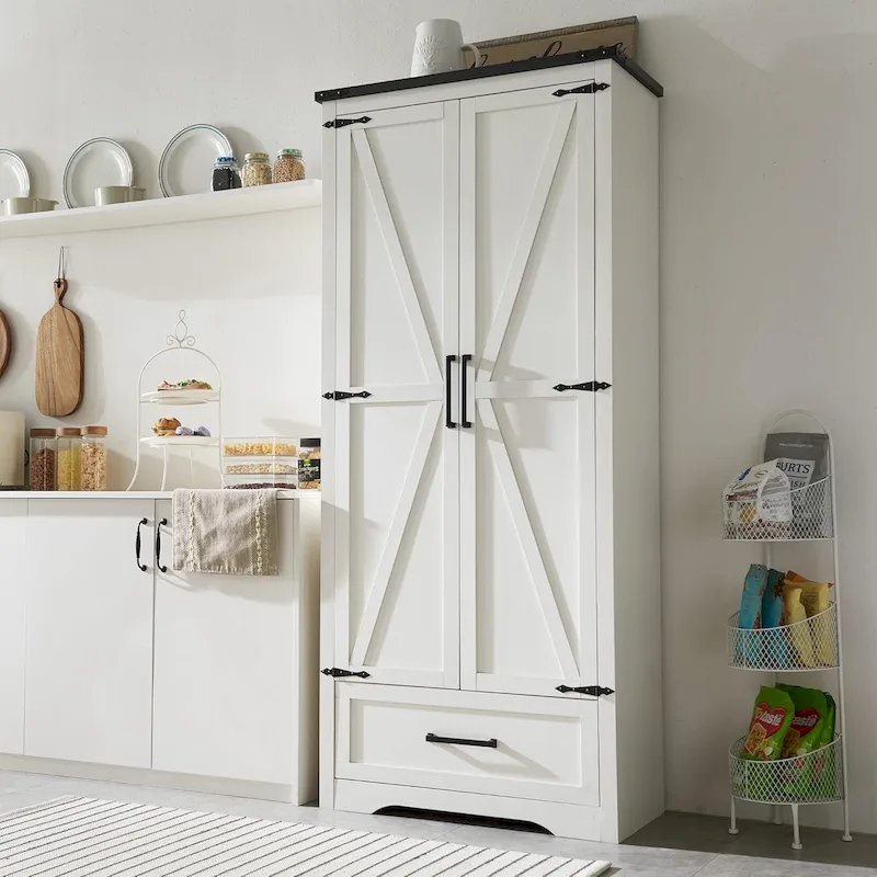 9fc9b2547d0f025fe7730dce605b0c6d346c8a74489137ad0e9aa1951f6ab29a Farmhouse Kitchen Pantry Cabinet, Wood Storage Cabinets(White)