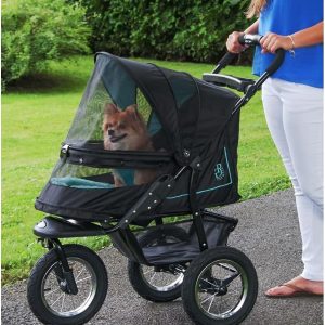 No-Zip NV Pet Stroller for Cats/Dogs, Zipperless Entry, Easy One-Hand Fold, Gel-Filled Tires, Plush Pad + Weather Cover Included, 3 colors