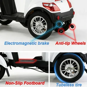 4-Wheel Electric Mobility Scooter with 3 Selectable Speed Modes and 500W Motor, 150kg Max Load(Red)