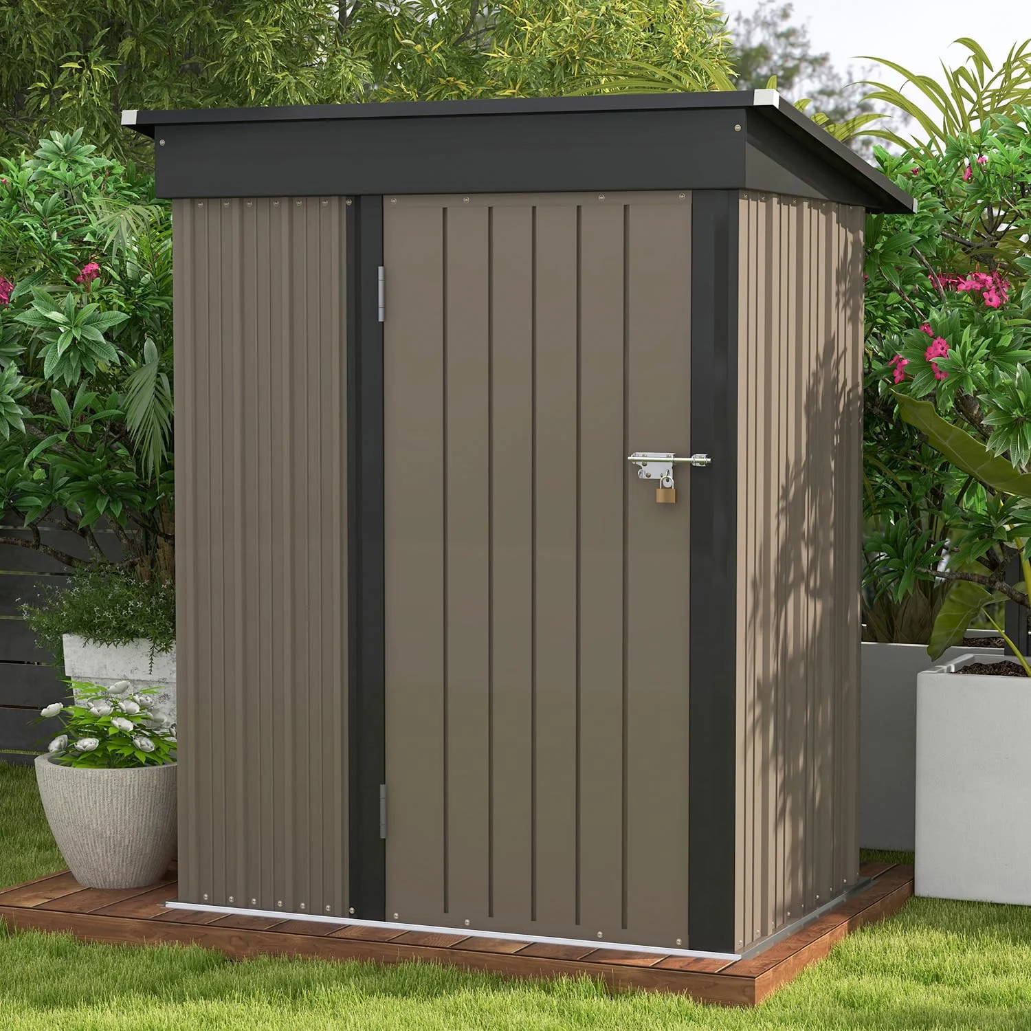 a0fd505a06425928df41e4fb8fb0a10614aeea8529eb51849415c71c2b14df3f Patiowell 5x3 FT Outdoor Storage Shed for Backyard Garden Patio Lawn