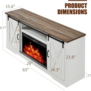 AMERLIFE Fireplace TV Stand with Sliding Barn Door for TVs up to 73