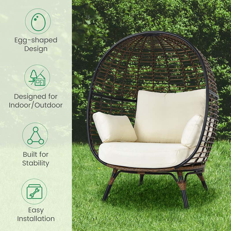 a2f0bbf074d2f5056ca2b9ed6d07b1605fb94d65ba167200425bb06dca041454 Oversized Wicker Egg Chair with 4 Cushions, Steel Frame Basket Chair Indoor Outdoor Patio Lounge Chair(Mix Brown)