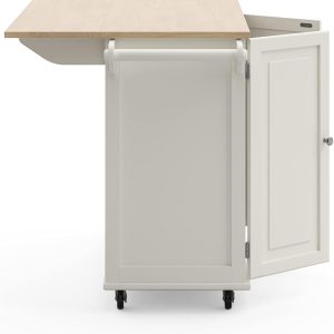 Homestyles Dolly Madison Mobile Kitchen Island Cart, Drop Leaf Breakfast Bar