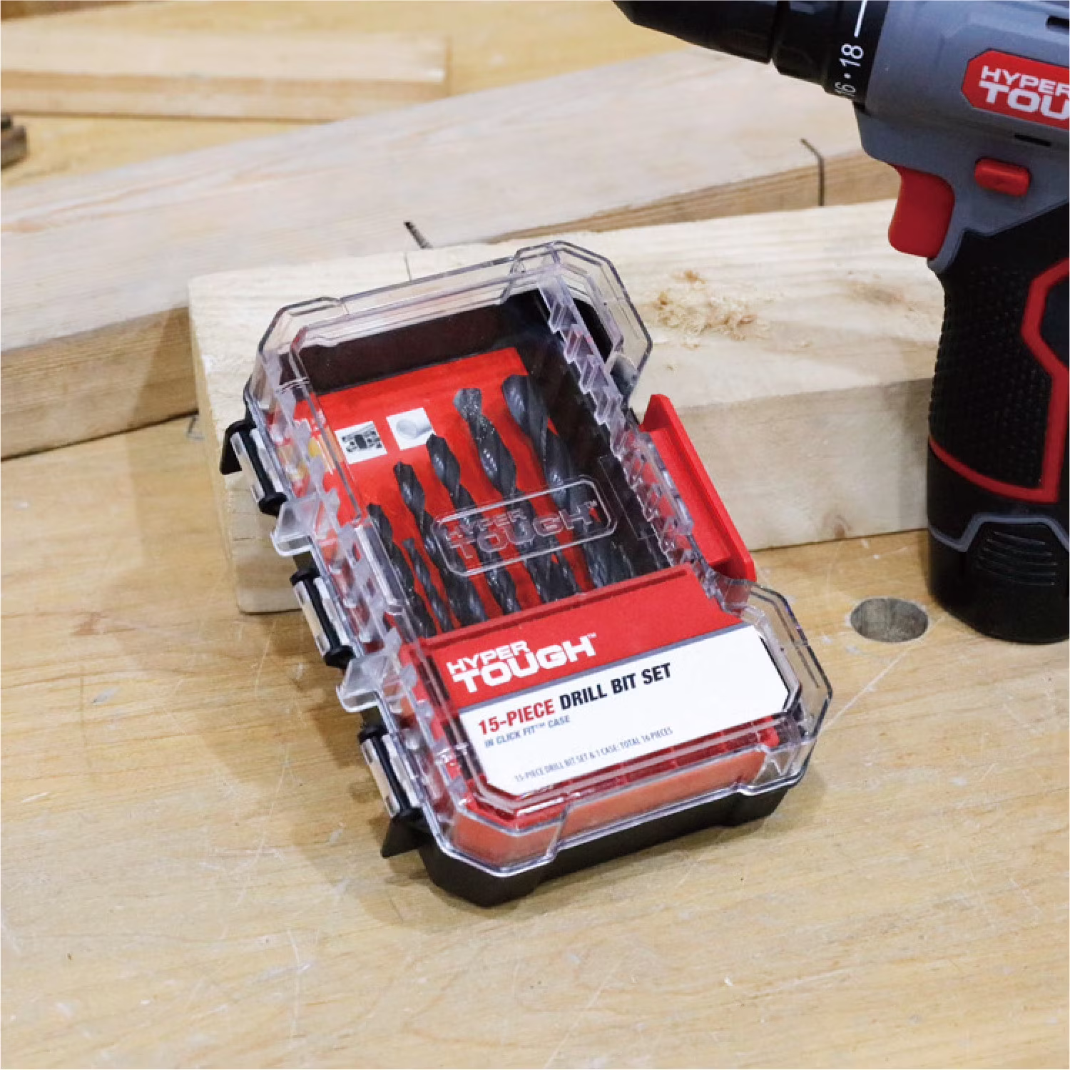 a3db02e171dd2e65320be4034baed3e2547467b4e292a4d5598da4eb9a38795e Hyper Tough 15-Piece Black Oxide Drill Bit Set in Click Fit Case