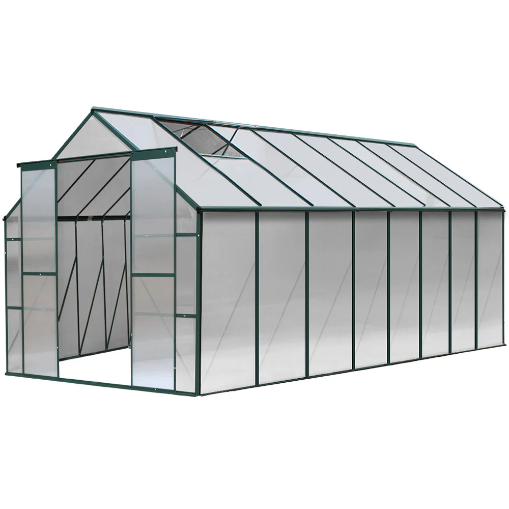 a445c155356df4fdcc1d7ad91b9ea551e546bcffdaf509888f834258cf327d5f Green Fingers Greenhouse 5.1x2.44x2.1M Aluminium Polycarbonate Green House Garden Shed