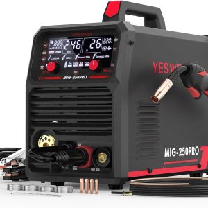 YESWELDER 135Amp MIG Welder,110V Flux Core Welder Flux Core MIG/Lift TIG/Stick 3-in-1 Large LED Digital Display Welding Machine IGBT Inverter Welder FLUX-135PRO(MIG-250PRO)