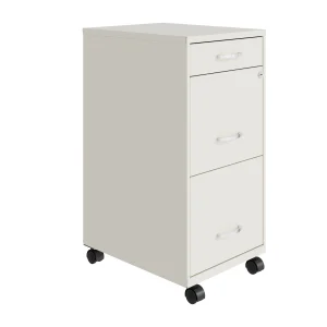 Space Solutions 18 Deep 3 Drawer Metal File Cabinet(Letter/Off-White)