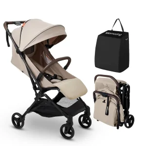MAMAZING Lightweight Baby Travel Stroller with Carbon Fiber Frame Compact Airplane-Friendly(Simply Taupe, With organizer  cushion)