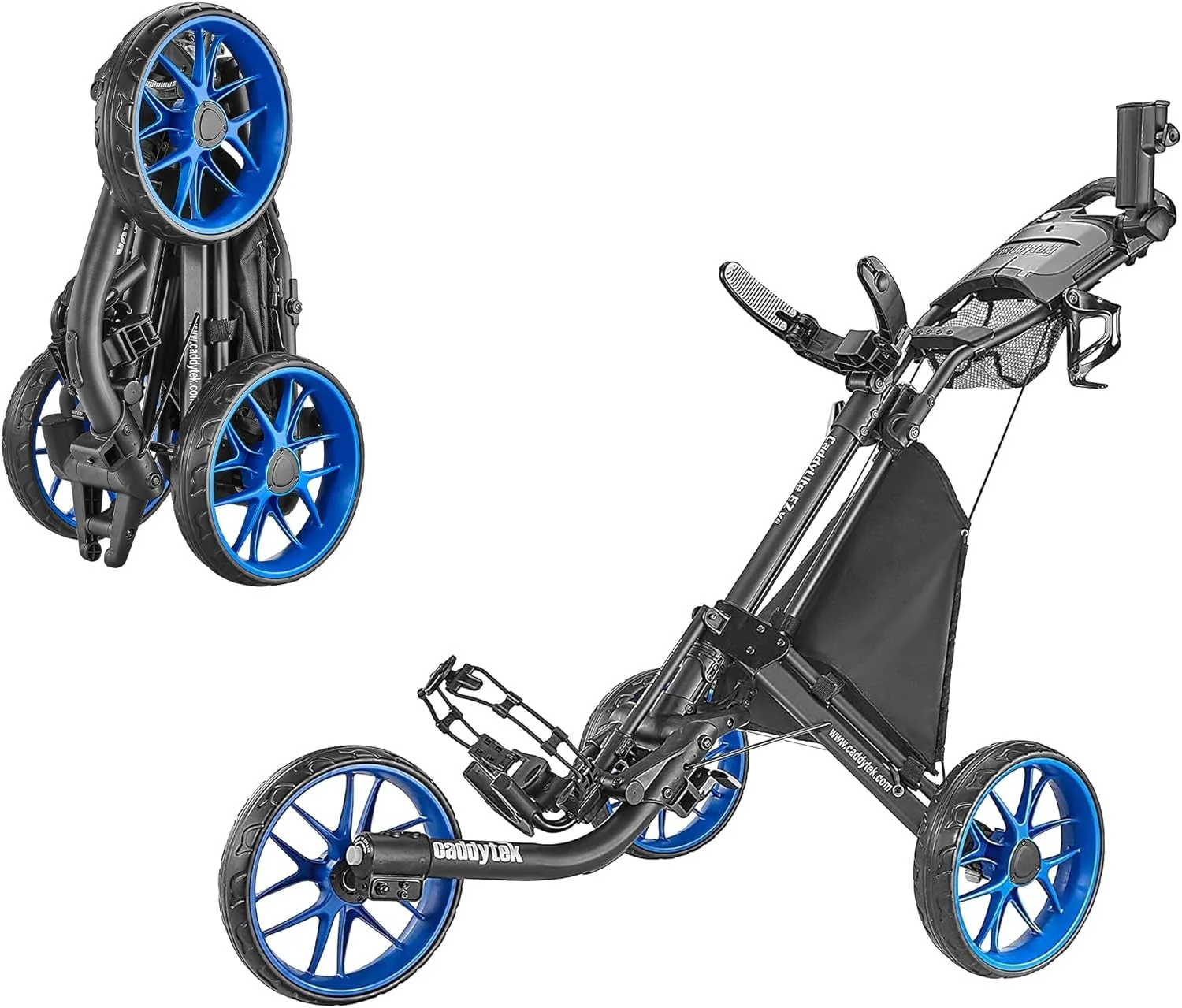 a7c269be946e4f6aa433b94aee560c7a946ce2a4e4ec99fe0ea7e2c928fa5c02 3Wheel Golf Push Cart - Golf Trolley Foldable Collapsible Lightweight Pushcart with Foot Brake - Easy to Open Close(Blue)