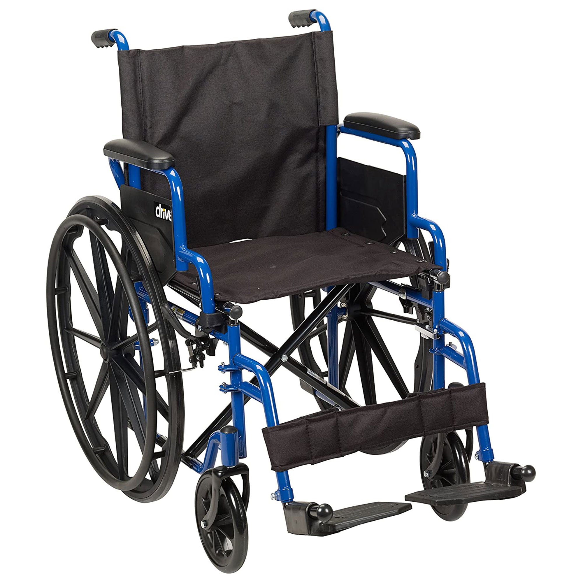 aa269fad2ba86cf33f7c0e71a857f5a65d4b08188a1be381a010814512cbb661 Drive Medical Blue Streak Lightweight Folding Wheelchair with 20 Inch Wide Seat