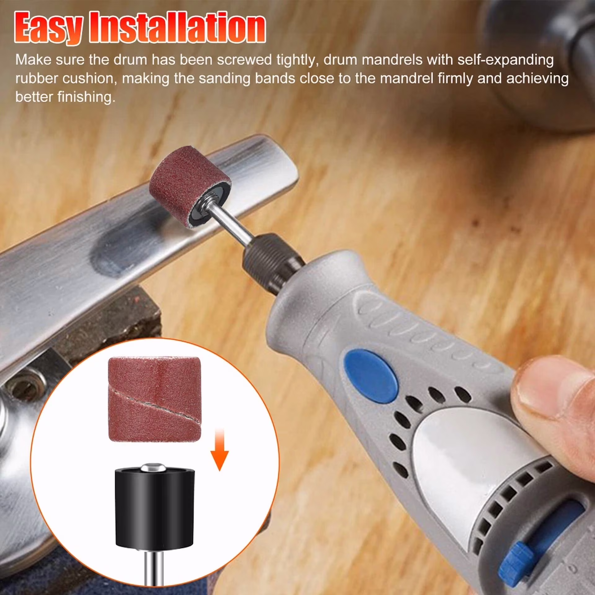 ab242e178c864564c52bb1fcc3c9ee4edfcfc0f2797c7e531bf0de5a5b8b3b42 KNACK - 384Pcs Sanding Drum Nail Sander Drill Bit Kit For Dremel Accessories Rotary Tool