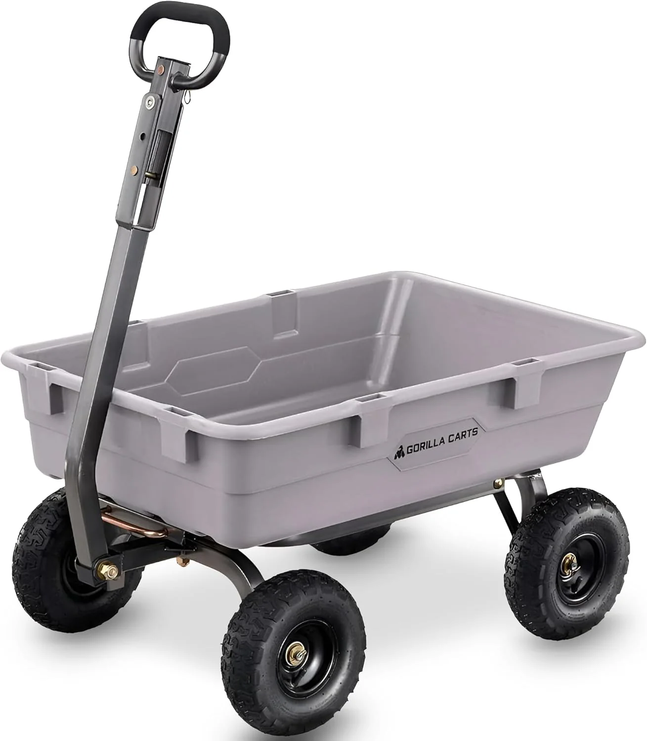 ab2ec126e8cd3c346d6188761a7fb2b49d918a37da3c9f765e5f18721202dee2 Heavy Duty Poly Utility Dump Wagon Garden Cart w/Pneumatic Tires, 6 Cu Ft - 1200 lb Capacity Outdoor Wheelbarrow for Yard, Landscaping Gardening, Lawn Tractor or ATV Towable-Gorilla Carts(5-Cubic Feet/Pneumatic)