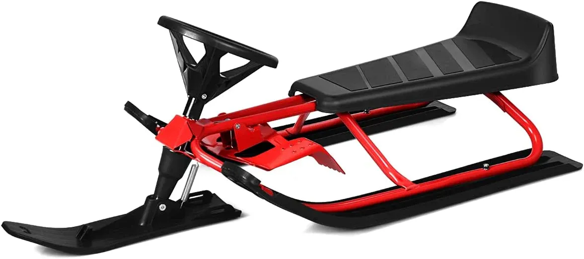 ac235730f5f4cd08a796cf8ad0ca96b50f5ecb51f91b9135f239d54da6fb562b Snow Racer Sled, Ski Sled Slider Board with Twin Brakes(Red)