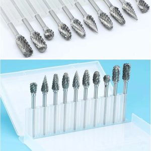 KNACK - 10Pcs 1/8" Shank Carbide Burr Bits Compatible With Dremel Bits Metal Grinding Bi