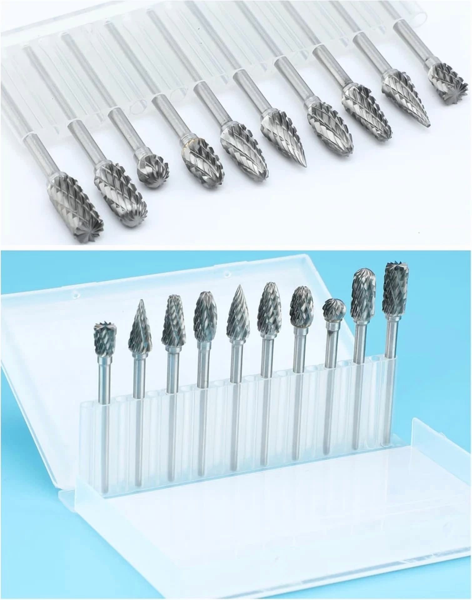 acbb777b3f3fe2e0c7d8afff3f5d740d88cf0d578772744dd3de6b418e7665f9 KNACK - 10Pcs 1/8" Shank Carbide Burr Bits Compatible With Dremel Bits Metal Grinding Bi