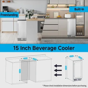 Beverage Refrigerator Cooler 126 Can Mini Fridge Glass Door for Drinks Soda Beer Wine Refrigerator(3.2 Cu.Ft (Black))