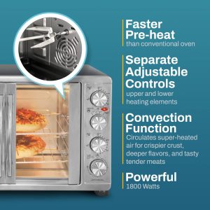 Elite Gourmet 47.5Qt, 18-Slice Convection Oven 4-Control Knobs(18-Slice, 45L)