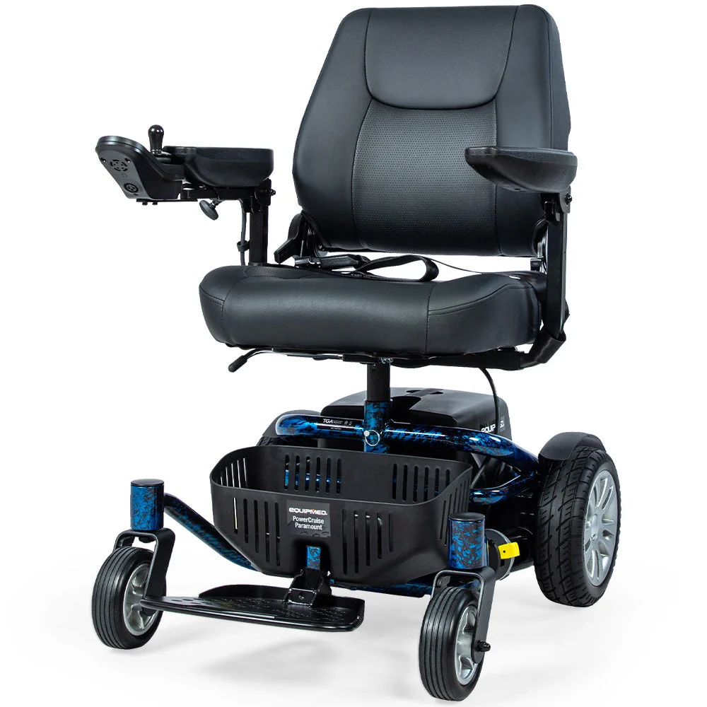 adbce74c97d9b0b2257713acbedf8e022276d39f6d1467528e0e57254659b7ce EQUIPMED Heavy Duty Electric Wheelchair, Up to 20km Range, Ultra-Comfortable, Great Turning Circle, Safe Stable Non-Slip Anti-Roll Back Power Chair, Blue