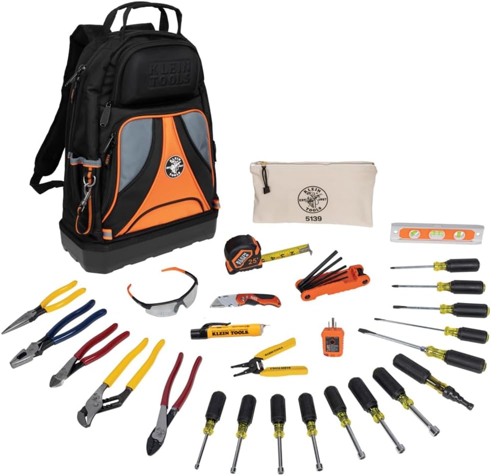 ade16e6b1d3a5e21d98933056b924873a57662f654dddc87963f6c5e3a380aa2 Klein Tools 80028 28-Piece Hand Tool Kit with Backpack